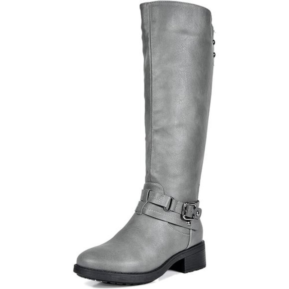 Women Knee High Boots Fur Lined Riding Boots Motorcycle Zipper Winter Shoes